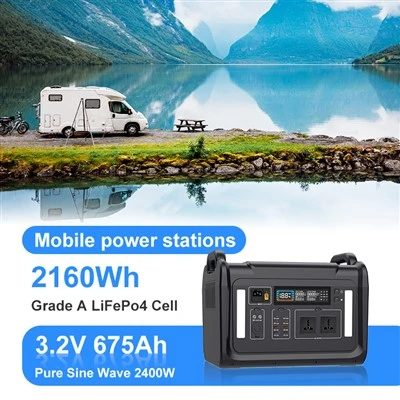 Ulkoilma aurinkoenergiaasema 2400W kannettava litiumakku 2160wh